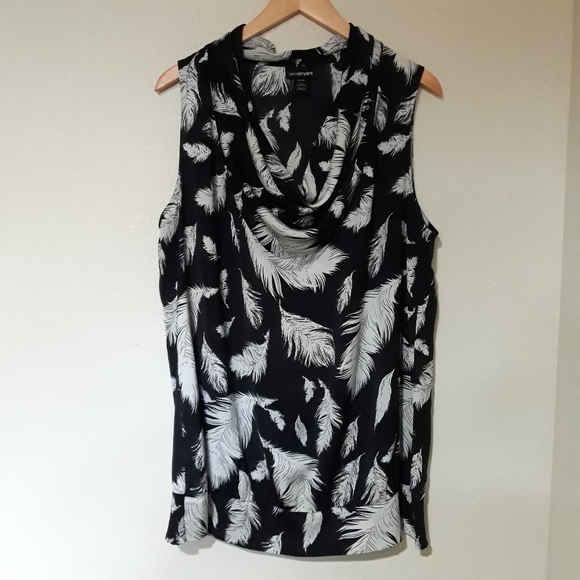 Lane Bryant Tops - Lane Bryant feather print draped neck tank